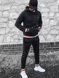 Komplety Dresowe Męskie>Dstreet Dres męski czarny AX0662