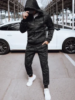 Komplety Dresowe Męskie>Dstreet Dres męski czarny AX0774