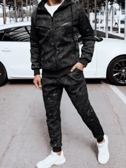 Komplety Dresowe Męskie>Dstreet Dres męski czarny AX0774