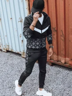 Komplety Dresowe Męskie>Dstreet Dres męski czarny AX0604