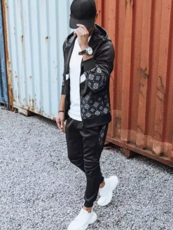 Komplety Dresowe Męskie>Dstreet Dres męski czarny AX0604