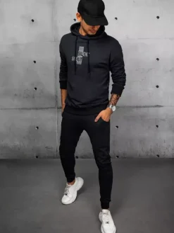 Komplety Dresowe Męskie>Dstreet Dres męski czarny AX0677