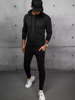 Komplety Dresowe Męskie>Dstreet Dres męski czarny AX0692