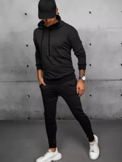 Komplety Dresowe Męskie>Dstreet Dres męski czarny AX0692