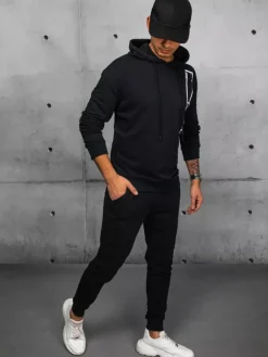 Komplety Dresowe Męskie>Dstreet Dres męski czarny AX0683