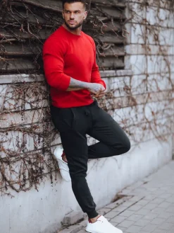 Komplety Dresowe Męskie>Dstreet Dres męski czerwono-czarny AX0739