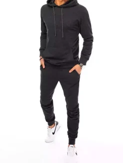 Komplety Dresowe Męskie>Dstreet Dres męski grafitowy AX0540