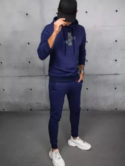 Komplety Dresowe Męskie>Dstreet Dres męski granatowy AX0678