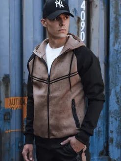 Komplety Dresowe Męskie>Dstreet Dres męski jasnobrązowy AX0793