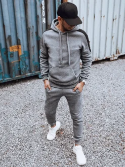 Komplety Dresowe Męskie>Dstreet Dres męski jasnoszary AX0784