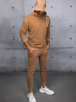 Komplety Dresowe Męskie>Dstreet Dres męski kamelowy AX0684