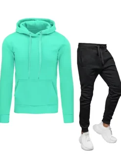 Komplety Dresowe Męskie>Dstreet Dres męski miętowo-czarny AX0642z