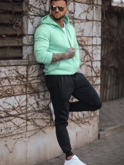 Komplety Dresowe Męskie>Dstreet Dres męski miętowo-czarny AX0753