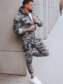 Komplety Dresowe Męskie>Dstreet Dres męski moro ciemnoszary AX0623z