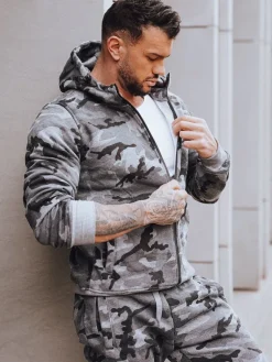 Komplety Dresowe Męskie>Dstreet Dres męski moro ciemnoszary AX0623z