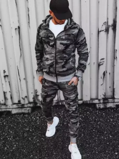 Komplety Dresowe Męskie>Dstreet Dres męski moro ciemnoszary AX0623