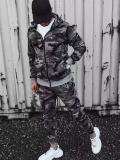 Komplety Dresowe Męskie>Dstreet Dres męski moro ciemnoszary AX0623