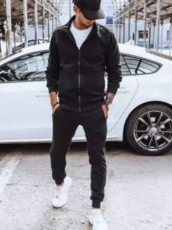 Komplety Dresowe Męskie>Dstreet Dres męski ocieplany czarny AX0607