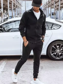 Komplety Dresowe Męskie>Dstreet Dres męski ocieplany czarny AX0607