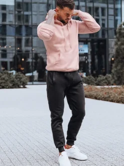 Komplety Dresowe Męskie>Dstreet Dres męski różowo-czarny AX0744