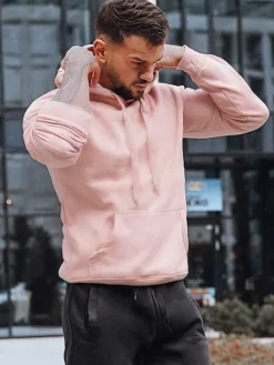 Komplety Dresowe Męskie>Dstreet Dres męski różowo-czarny AX0744