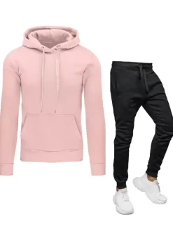 Komplety Dresowe Męskie>Dstreet Dres męski różowo-czarny AX0641z