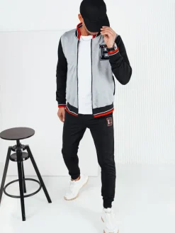 Komplety Dresowe Męskie>Dstreet Dres męski szaro-czarny AX0767