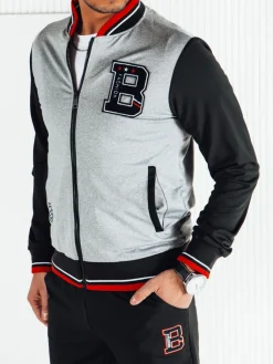 Komplety Dresowe Męskie>Dstreet Dres męski szaro-czarny AX0767