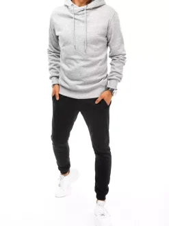 Komplety Dresowe Męskie>Dstreet Dres męski szaro-czarny AX0670