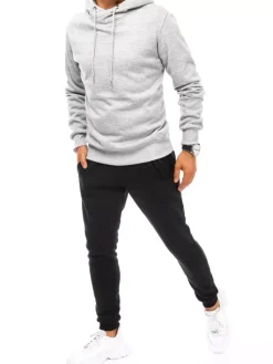 Komplety Dresowe Męskie>Dstreet Dres męski szaro-czarny AX0670