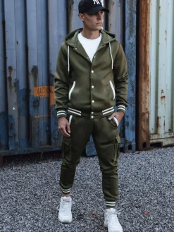 Komplety Dresowe Męskie>Dstreet Dres męski zielony AX0788