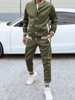 Komplety Dresowe Męskie>Dstreet Dres męski zielony AX0795