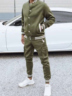 Komplety Dresowe Męskie>Dstreet Dres męski zielony AX0795