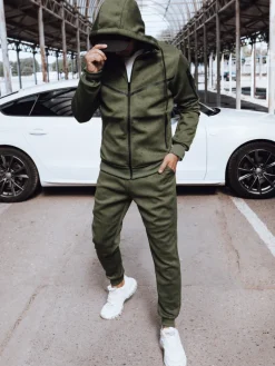 Komplety Dresowe Męskie>Dstreet Dres męski zielony AX0775