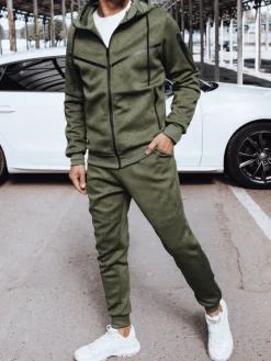 Komplety Dresowe Męskie>Dstreet Dres męski zielony AX0775