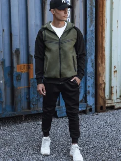 Komplety Dresowe Męskie>Dstreet Dres męski zielony AX0792