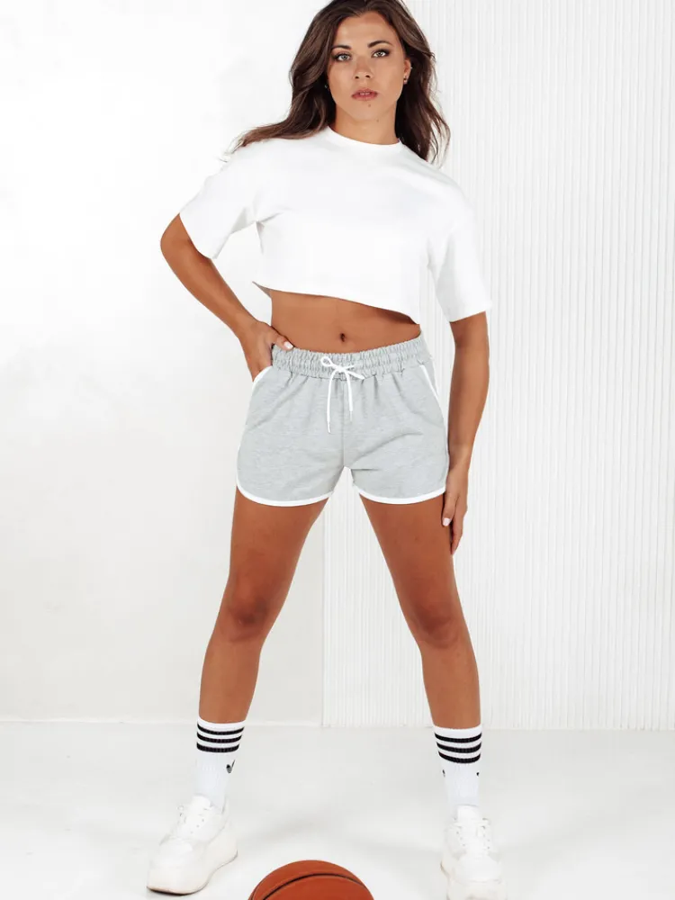 Spodenki Damskie>Dstreet Dresowe krótkie spodenki damskie TOP SPORT jasnoszare SY0406