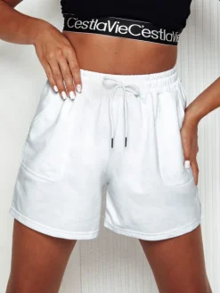 Spodenki Damskie>Dstreet Dresowe spodenki damskie PELLA białe SY0413