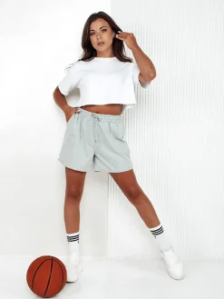 Spodenki Damskie>Dstreet Dresowe spodenki damskie PELLA jasnoszare SY0416