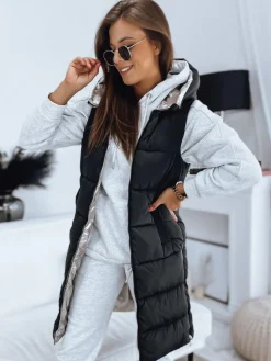 Kamizelki Damskie>Dstreet Dwustronna kamizelka damska pikowana MARIET czarna TY3161