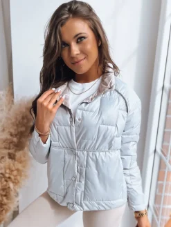 Kurtki Damskie>Dstreet Dwustronna kurtka damska pikowana NATINA jasnoszara TY3618