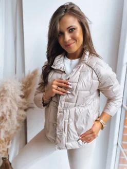 Kurtki Damskie>Dstreet Dwustronna kurtka damska pikowana NATINA beżowa TY3623