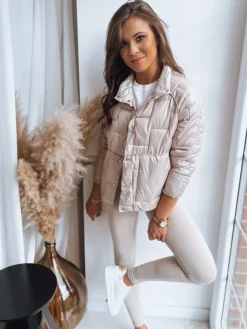 Kurtki Damskie>Dstreet Dwustronna kurtka damska pikowana NATINA beżowa TY3623