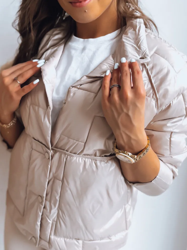 Kurtki Damskie>Dstreet Dwustronna kurtka damska pikowana NATINA beżowa TY3623