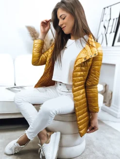 Kurtki Damskie>Dstreet Dwustronna kurtka damska pikowana KATIE żółta TY3546