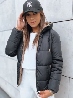 Kurtki Damskie>Dstreet Dwustronna puchowa kurtka damska VICTORIA SNUG czarna TY3695