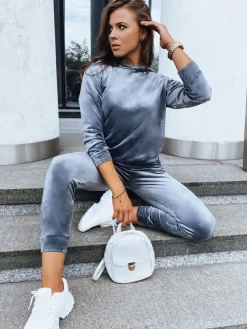 Komplety Damskie>Dstreet Grafitowy damski komplet welurowy SO COMFY AY0885