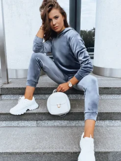 Komplety Damskie>Dstreet Grafitowy damski komplet welurowy SO COMFY AY0885