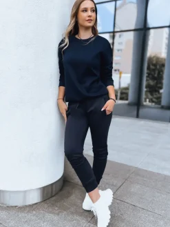 Bluzy Damskie>Dstreet Granatowa klasyczna bluza damska FASHION II BY1204