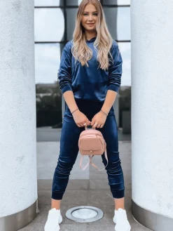 Komplety Damskie>Dstreet Granatowy damski komplet welurowy SO COMFY AY0884